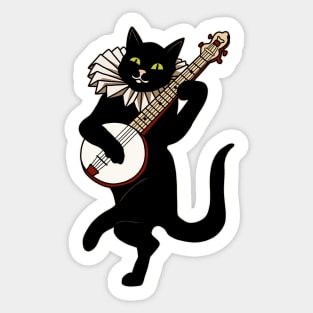 Vintage Cat Playing Banjo Sticker